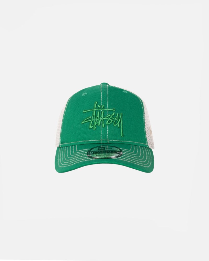 Stüssy New Era 9TWENTY Basic Trucker Pánské MA99-5809W4 | Stussy Čepice Zelene
