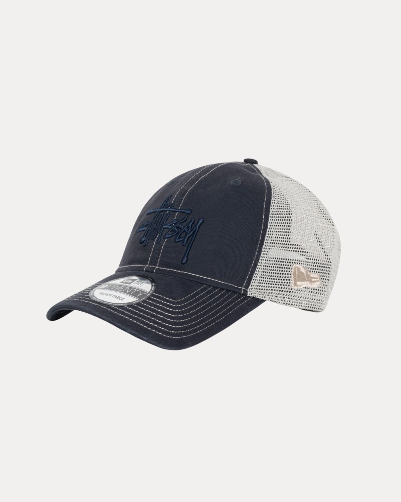 Stüssy New Era 9TWENTY Washed Basic Trucker Pánské WR94-9314R2 | Stussy Čepice Tmavě Blankyt