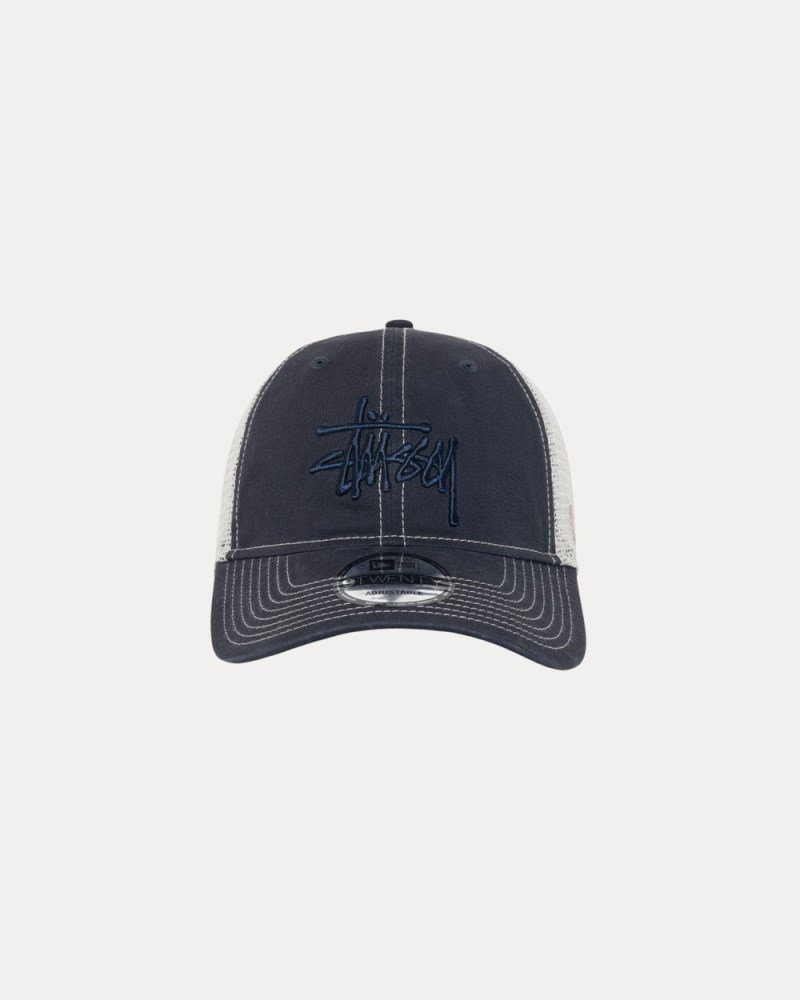 Stüssy New Era 9TWENTY Washed Basic Trucker Pánské WR94-9314R2 | Stussy Čepice Tmavě Blankyt